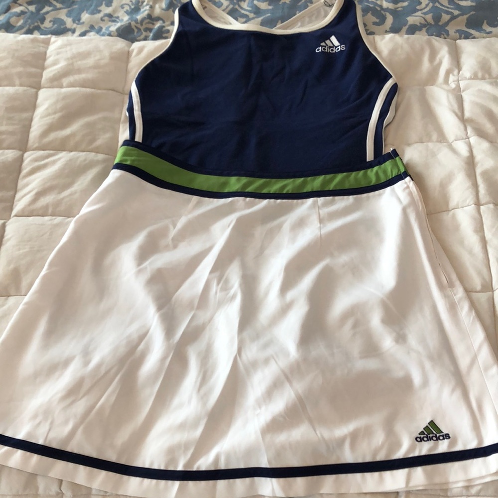 Adidas navy white green tennis ensemble skirt 10